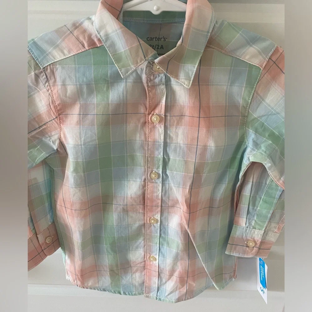 NWT Carter’s Plaid Woven Button Front Shirt Size 2T